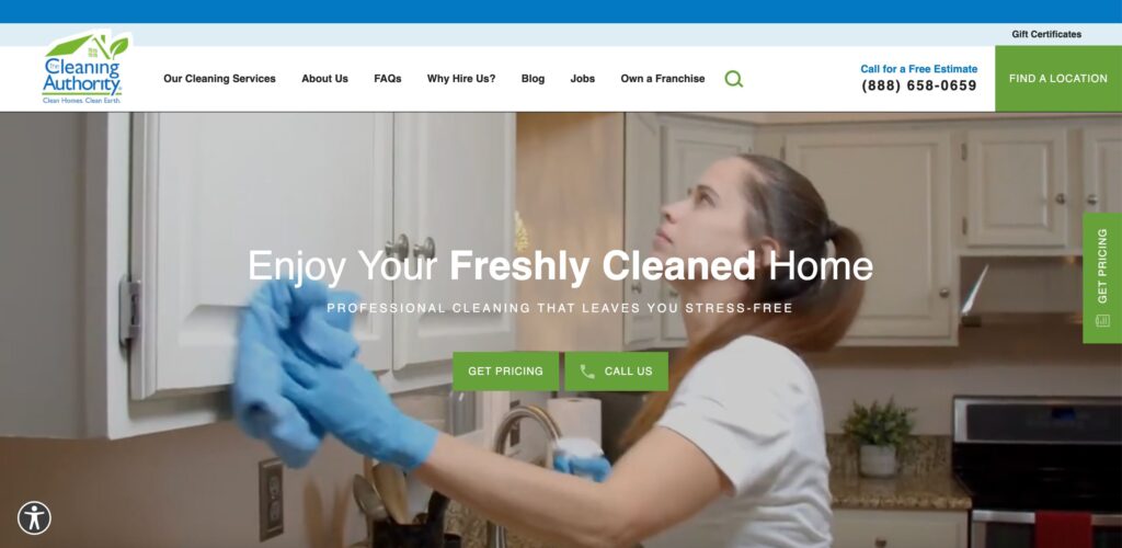 cleaning authority website homepage