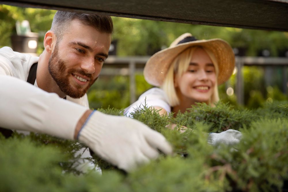 Landscaping professional discussing plant options with a customer