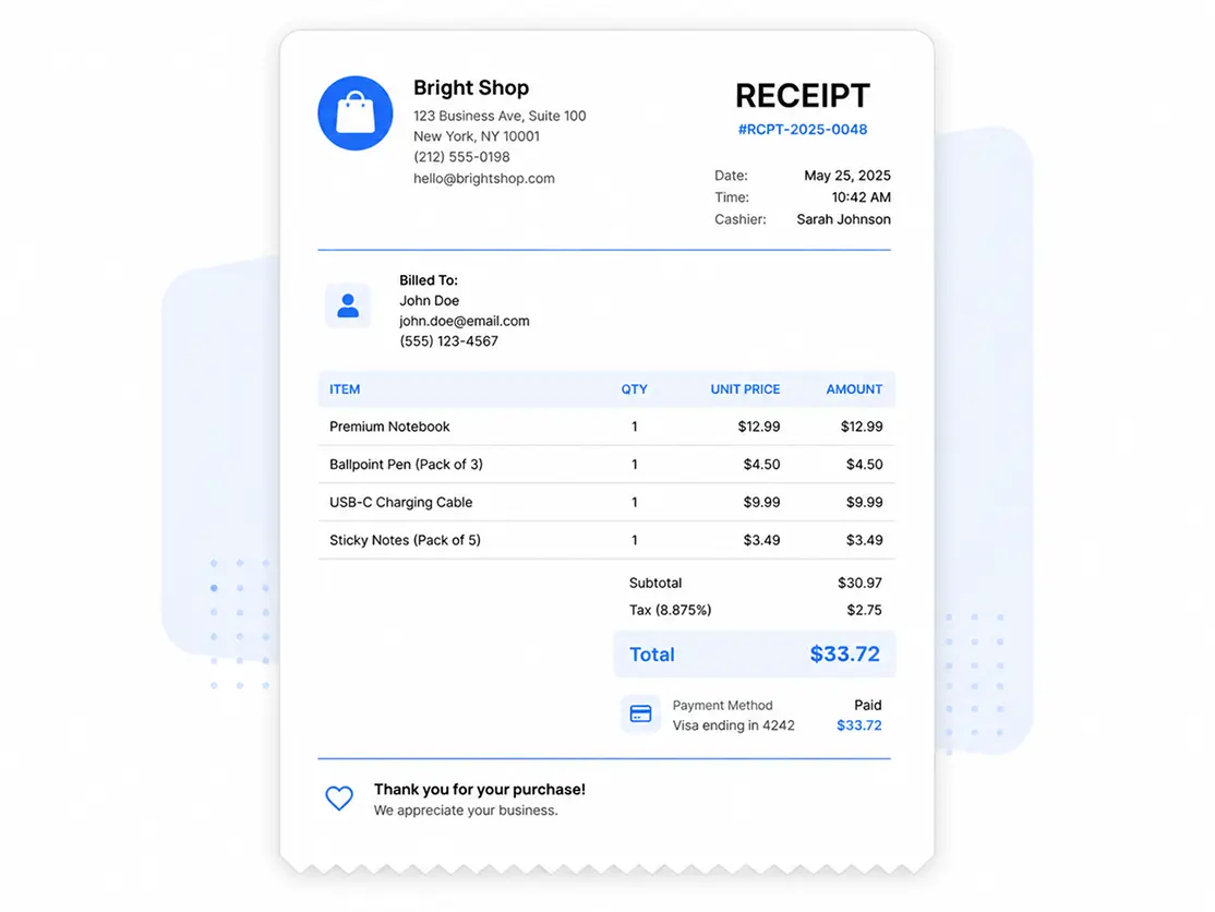 Receipt maker preview