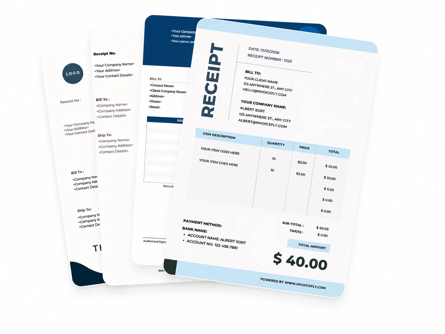 Ready-made receipt templates