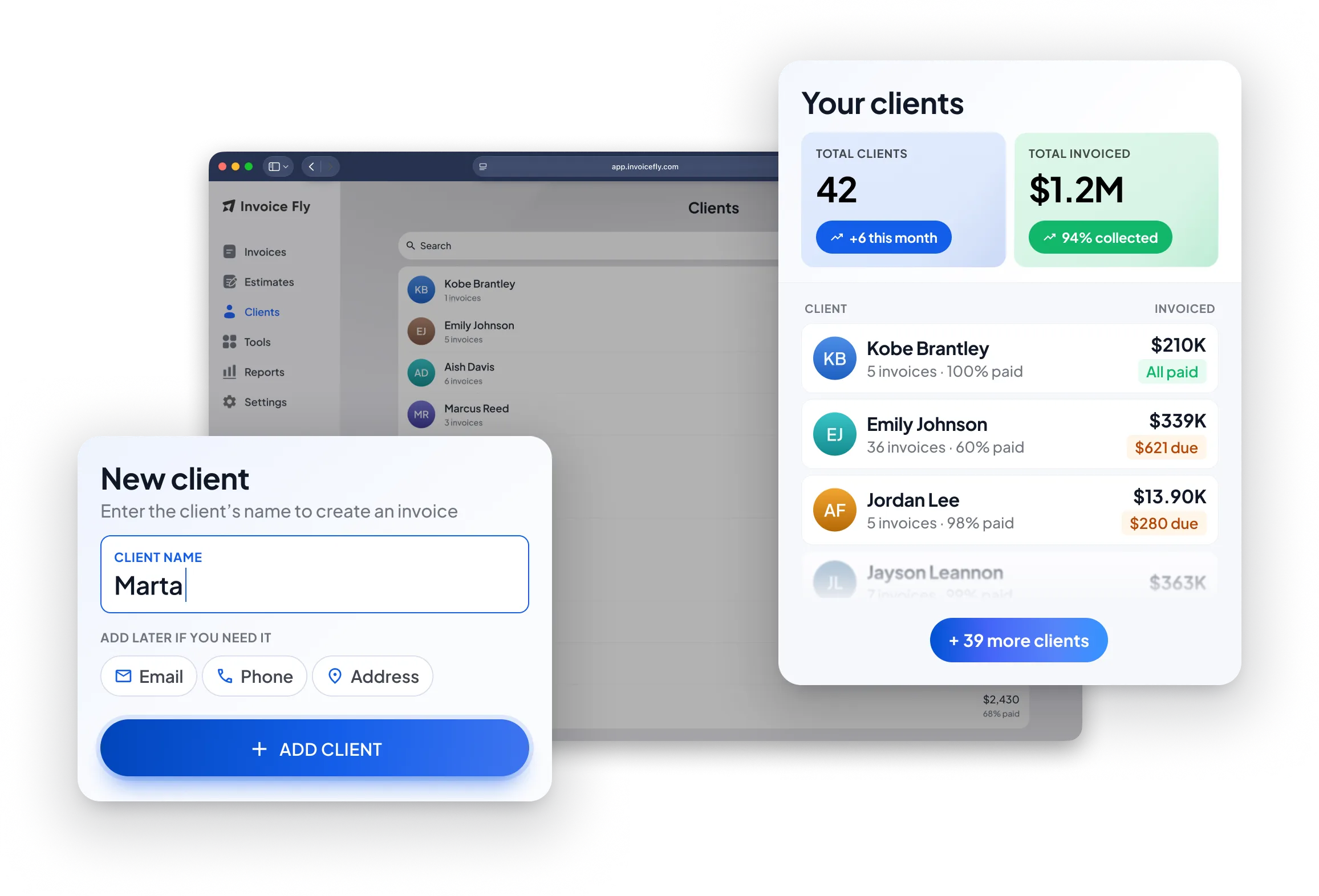 InvoiceFly client portal — clients view, approve and pay online