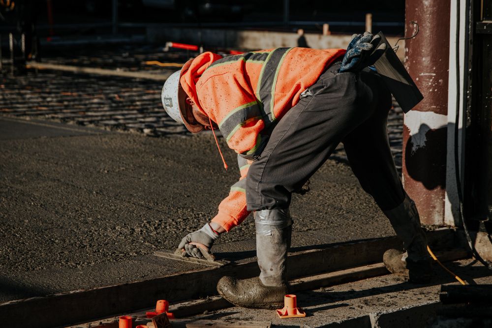 Construction crew working on a concrete project