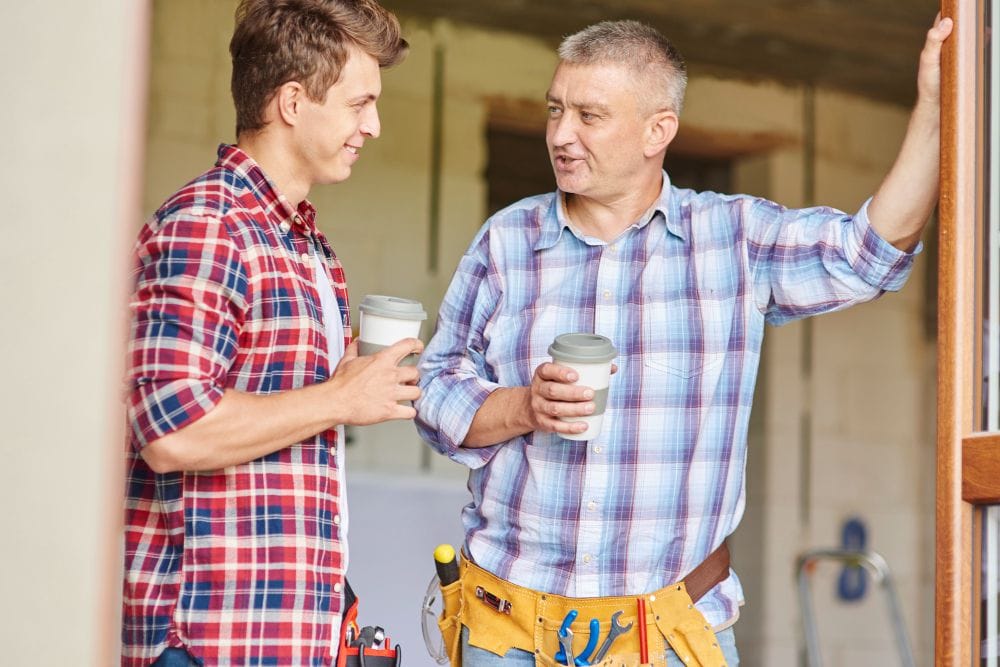self employed handyman meeting clients about services