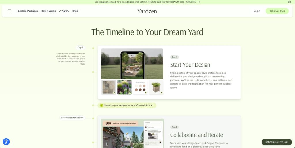 a separate page explaining the process for customers