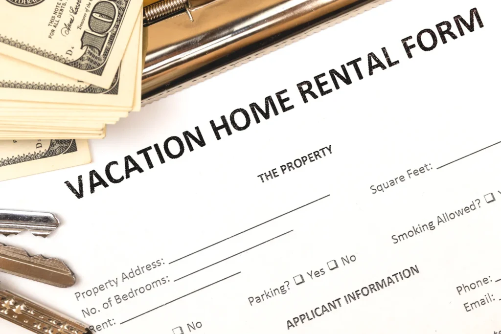 An illustration showing a digital rent receipt being generated on a laptop.