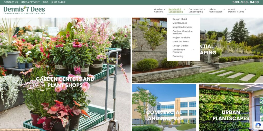 menu helps visitors navigate and improves user experience on the page