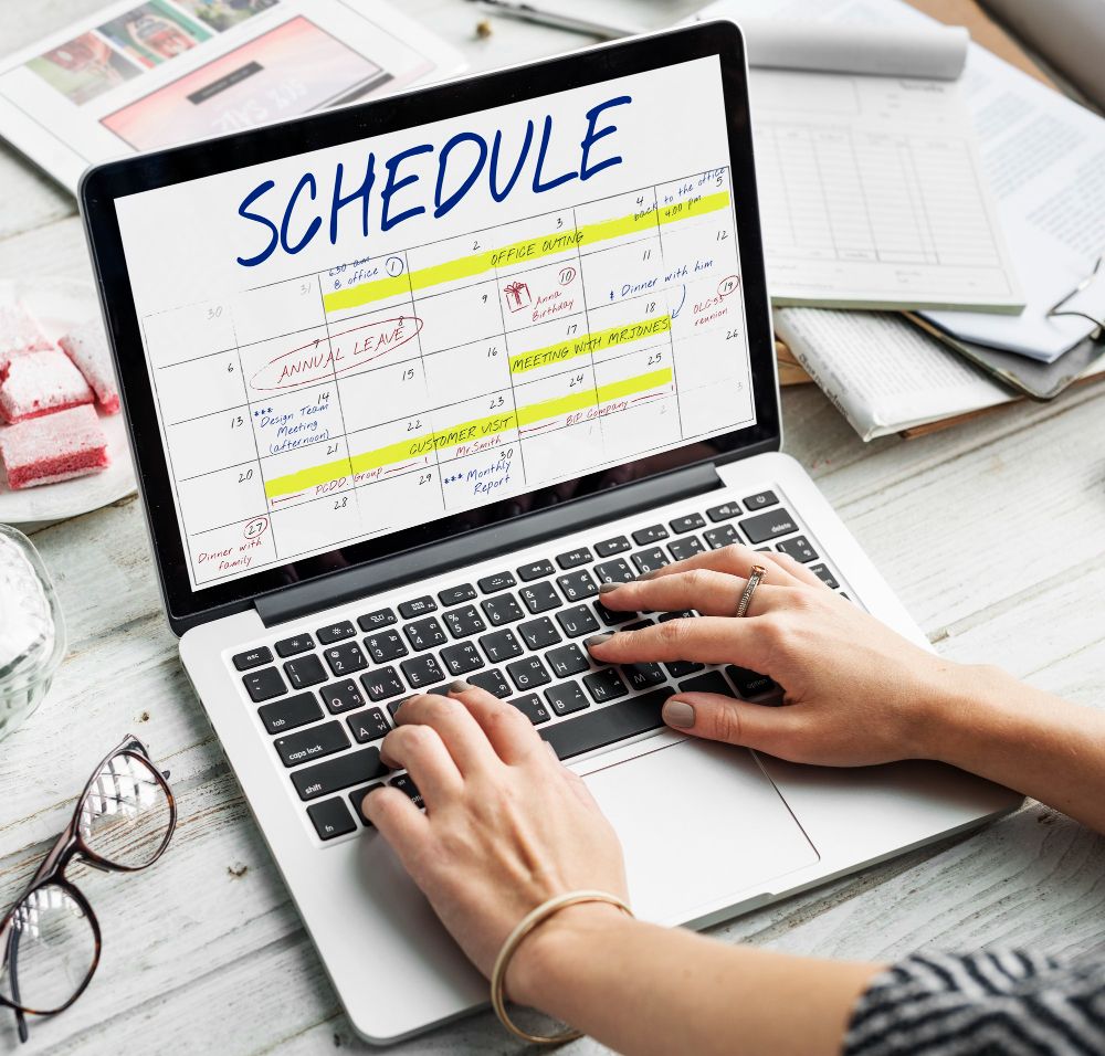 employee checking work schedule