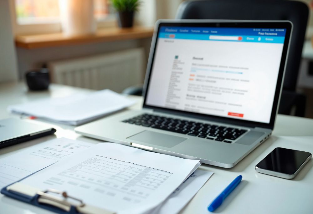 laptop displaying online billing software