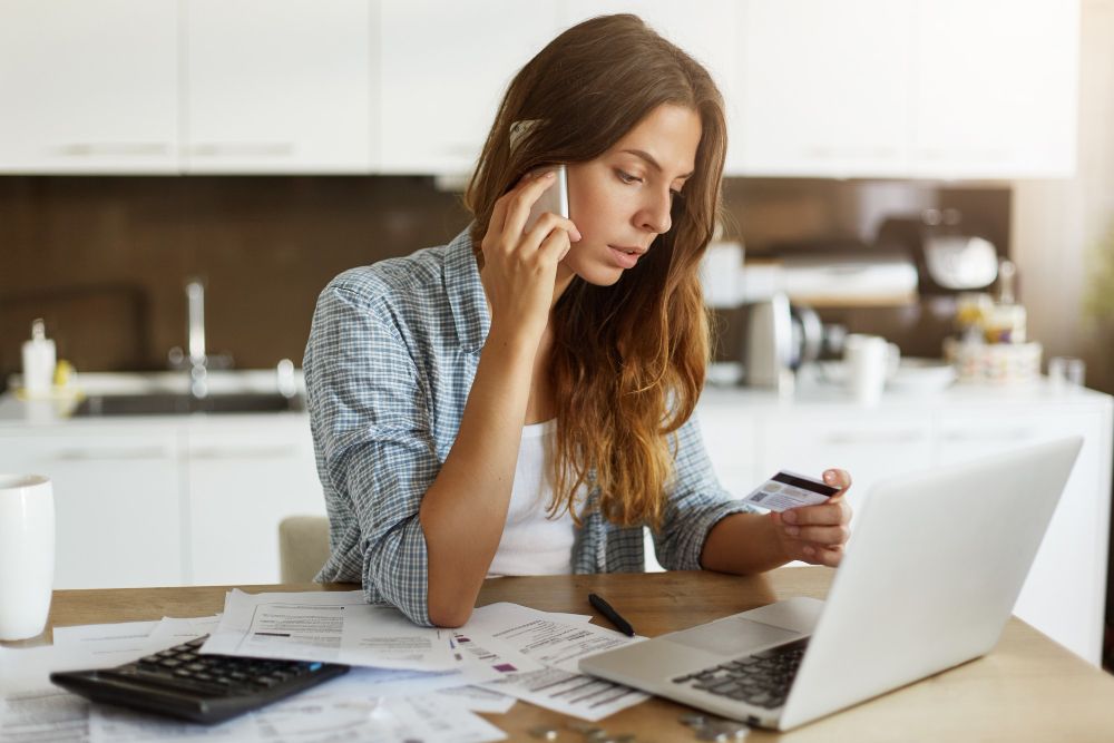 woman making an online card payment