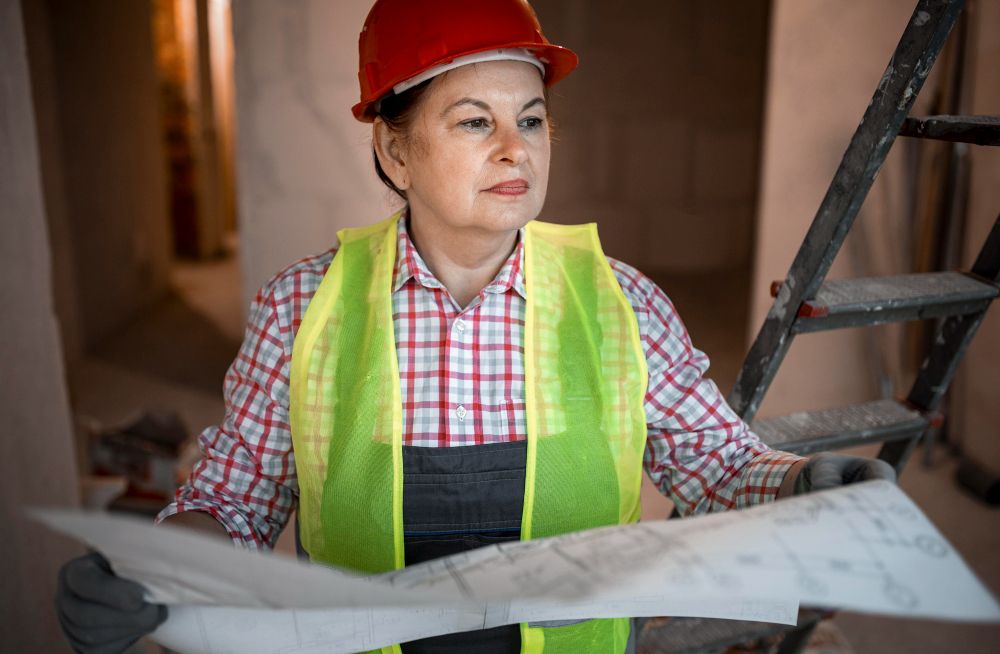 contractor reviewing construction plans